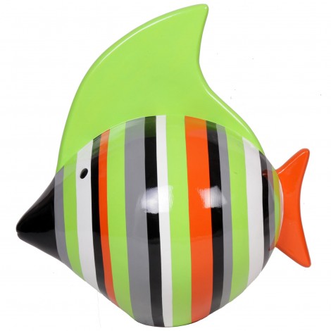 Statue en résine poisson boule multicolore - 70 cm