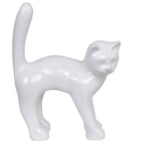 Statue en résine CHAT blanc - 45 cm