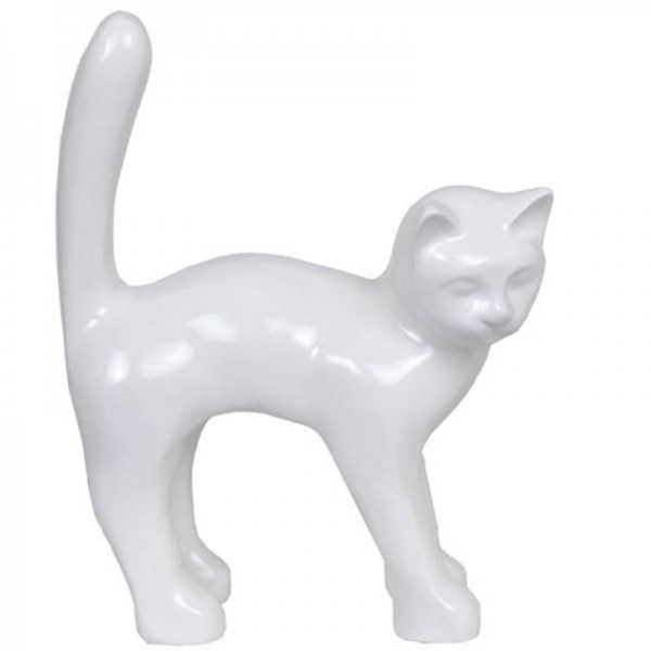 Statue en céramique chat blanc et multicolore