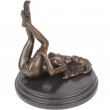 Statue érotique en bronze et marbre femme nue qui se caresse - 20 cm