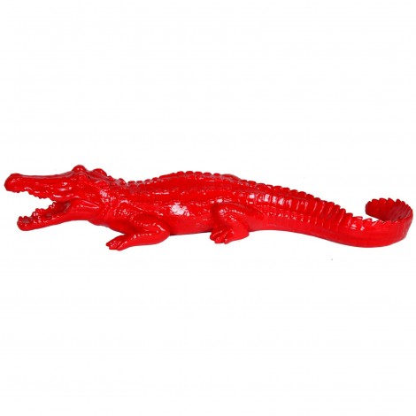 70 cm Statue en résine crocodile rouge gueule ouverte 