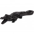 Statue en résine crocodile noir gueule ouverte - 70 cm