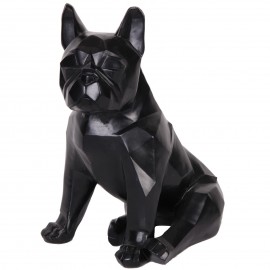 Statue chien bouledogue Français assis origami noir assis - 35 cm