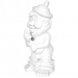 Statue en résine NAIN de jardin doigt d'honneur blanc- Sabin - 31 cm