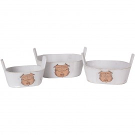 Set de trois paniers jardinières en bois - 33 cm