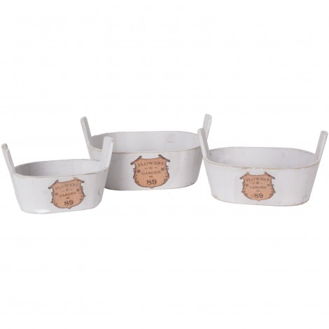 Set de trois paniers jardinières en bois - 33 cm