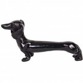 Statue chien teckel noir en résine - 40 cm