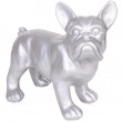 Statue chien bouledogue Français argent en résine - Hardy - 27 cm