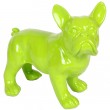 Statue chien bouledogue Français vert en résine - Hadrien - 27 cm