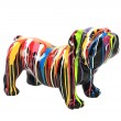 Statue en résine CHIEN bouledogue anglais multicolore fond noir lisse - 60 cm