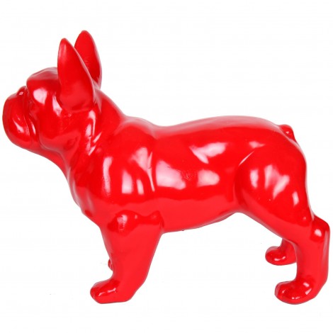 34 cm Rosis Statue chien bouledogue Français rouge en résine 
