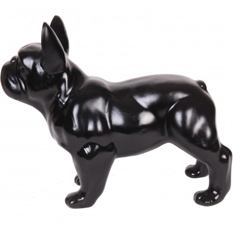 Statue chien bouledogue Français noir en résine - Cabiai - 34 cm