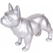 Statue chien bouledogue Français argent en résine - Cabus- 34 cm