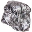 Statue tête de chien argent bullmastiff en résine - 34 cm