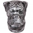 Statue argent tête de chien boxer en résine - 35 cm