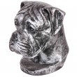 Statue argent tête de chien boxer en résine - 35 cm