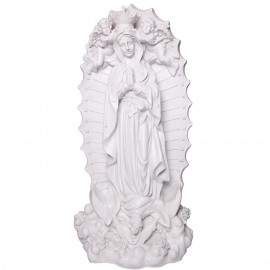 Statue religieuse vierge marie blanche et anges en résine - 120 cm