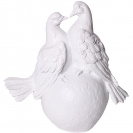 Statue couple de colombes blanche en résine - 40 cm