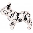 Tirelire en céramique statue bouledogue Français décor fleurs et feuilles - 23 cm