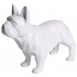 Statue chien bouledogue Français blanc en résine - Carlos - 34 cm