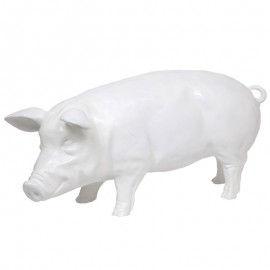 Statue en résine cochon blanc - 97 cm