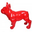 Statue chien bouledogue Français rouge XXL finition laquée en résine - 200 cm