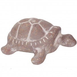 Statue tortue marron en terre cuite - 35 cm
