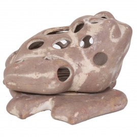 Photophore bougeoir statue grenouille marron en terre cuite -18 cm