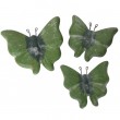 Set de trois papillons mural en terre cuite patine verte -18 cm