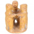 Photophore bougeoir en terre cuite statue le cercle des amis patine ocre jaune -19 cm
