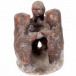 Photophore bougeoir en terre cuite statue le cercle des amis patine marron-19 cm