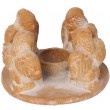 Photophore bougeoir en terre cuite statue quatre anges patine ocre - 17 cm
