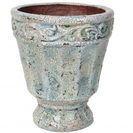 Petit vase en terre cuite et faïence craquelée - 22 cm