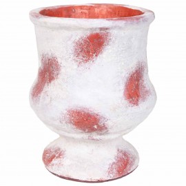 Petit vase en terre cuite rouille et blanc - 25 cm
