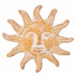 Soleil statue mural en terre cuite ocre jaune - 31 cm