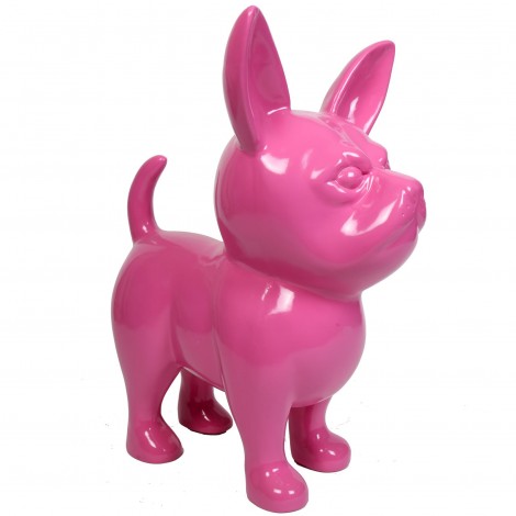 Statue CHIHUAHUA fuchsia en résine - 90 cm