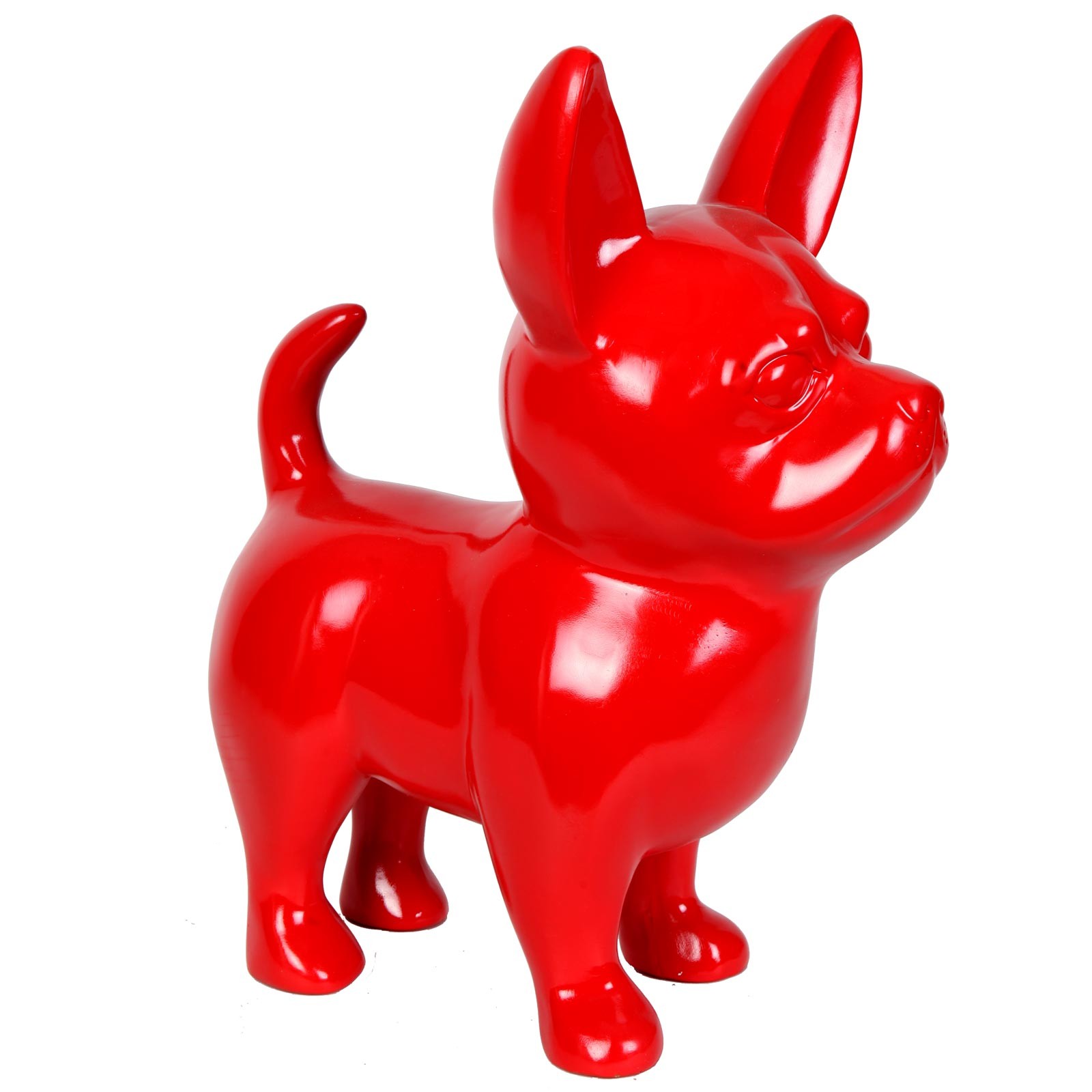 Statue Décorative CHIHUAHUA Rouge En Résine XXL - Hauteur 53 Cm - Neuf Sous Emballage