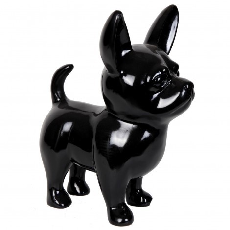 Statue CHIHUAHUA en résine noir XXL 53 cm
