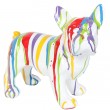 Statue chien bouledogue Français multicolore fond blanc en résine - Rémi - 27 cm