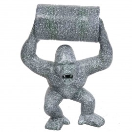 Statue en résine Donkey Kong gorille singe tonneau façon granit -Doris- 70 cm