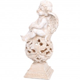 Statue en résine blanche ange penseur 42 cm