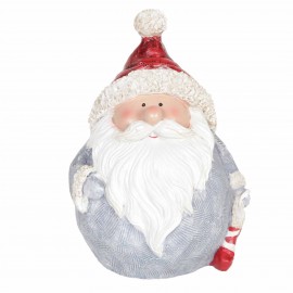 Père noël et sa chaussette a cadeaux statue en résine 19 cm