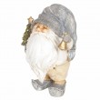 Père noël statue en résine avec cloche et sapin 18 cm