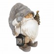 Père noël statue en résine sapin lanterne en fer porte bougie 40 cm