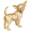 Statue chihuahua en résine dorée 30 cm