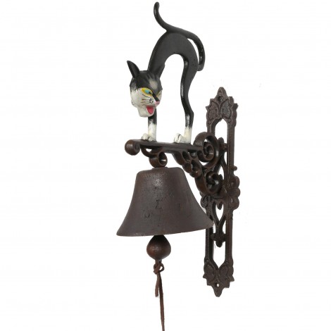 CLOCHE de porte en fonte statue chat - 44 cm