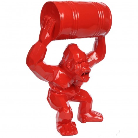 Gorille tonneau agressif statue rouge en origami 67 cm