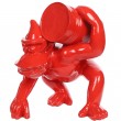 Statue gorille résine rouge Donkey Kong singe au tonneau 60 cm
