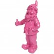Statue en résine nain de jardin Ok pouce levé fuchsia 50 cm