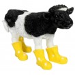Statue en résine d'une vache veau en bottes jaune 40 cm